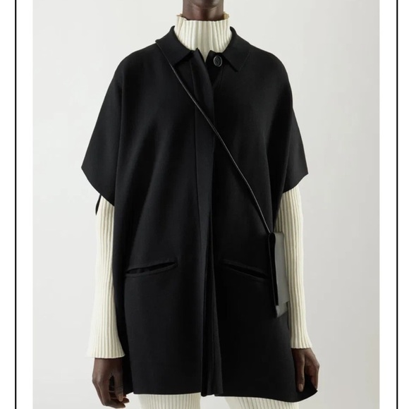 COS Knitted Hybrid-Cape Button Up Poncho Cardigan Sweater in Black One Size - Picture 5 of 14